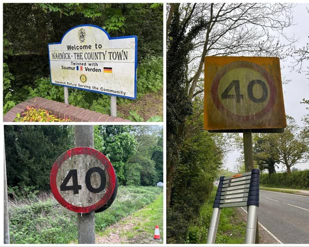 A man from Warwick has been told to stop cleaning dirty road signs despite getting praise from the community. Photos supplied