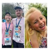Ryan Clarke on the right (running the London marathon) and Mike Hudson on the left (participates in other runs in Neive's memory). Right: Neive Warwick. Pictures supplied