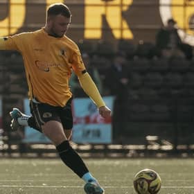 Jamie Hancocks in action in Racers' home draw with Leiston on Saturday.