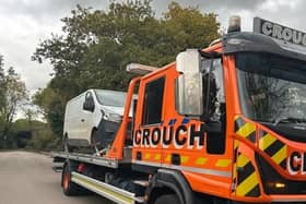 The van was seized after being stopped by police in Leicester Road, Rugby.