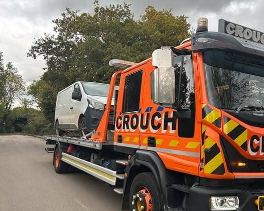 The van was seized after being stopped by police in Leicester Road, Rugby.