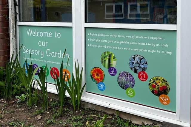 Last term, Stratford-based printing company Peeli installed some artwork around Coten End Primary School's garden. Photo supplied by Peeli