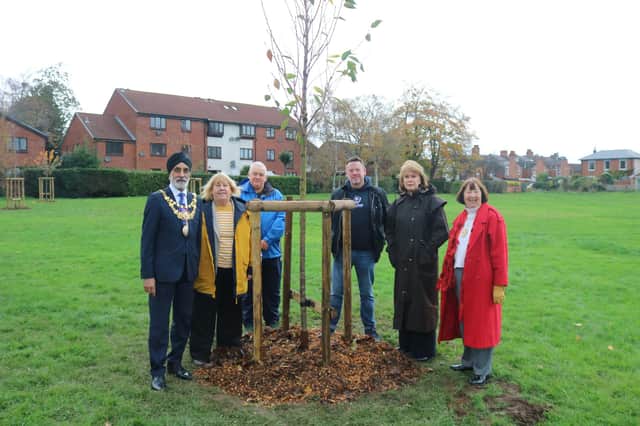 Pictured from left to right at St Nicholas Park: Cllr Parminder Singh Birdi (Mayor of Warwick), Cllr Judy Falp (Portfolio Holder, WDC Cllr Noel Butler (Warwick Town Council), Cllr Rich Eddy (Warwick Town Council), Jayne Topham (WTC Clerk), Cllr Sidney Syson (Vice Chair, WDC). Photo supplied by WDC
