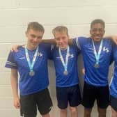 The 4x100m medley relay team. Left to right: Charlie Rounce, Dan Wilks, Andre Onyekwye, Ned Stevens. (photo:LSASC)