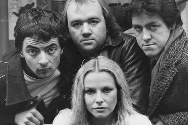 Griff Rhys Jones with fellow Not the Nine O'Clock News stars Rowan Atkinson, Mel Smith and Pamela Stephenson in 1980 (photo: Getty Images)