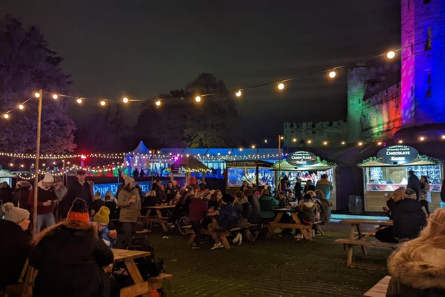 Visitors can enjoy sweets, toasted marshmallows, mulled wine, spiced cider, oriental noodles, hot dogs and more tasty treats at the food village