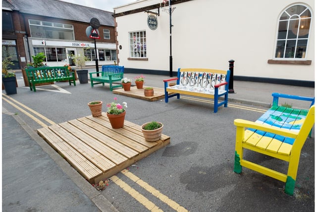 Benches have been revamped across the town including in Talisman Square and in Station Road. The benches pictures are located in Station Road. Photo by Mike Baker