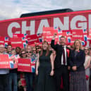 The Labour Party's deputy leader Angela Rayner brought the Labour 'battle bus' to town and spoke to the crowds, alongside Rugby's Labour candidate John Slinger and Labour's deputy campaign director Ellie Reeves.