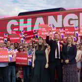 The Labour Party's deputy leader Angela Rayner brought the Labour 'battle bus' to town and spoke to the crowds, alongside Rugby's Labour candidate John Slinger and Labour's deputy campaign director Ellie Reeves.