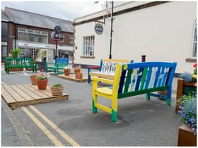 The painted benches in Station Road in Kenilworth. Photo by Mike Baker