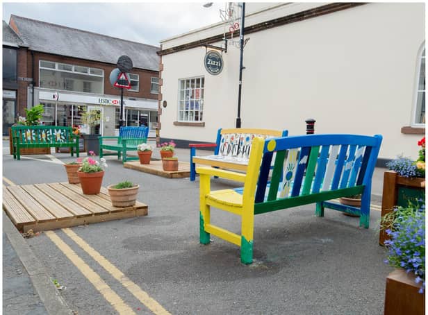 The painted benches in Station Road in Kenilworth. Photo by Mike Baker