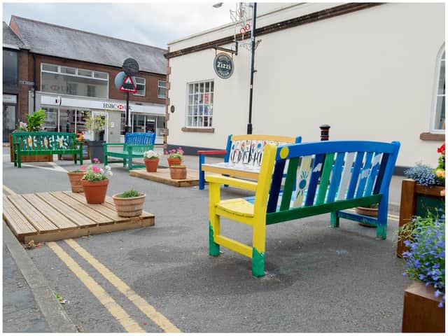 The painted benches in Station Road in Kenilworth. Photo by Mike Baker