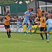 Action from Leamington's 3-1 defeat to Coventry at the weekend. Pic by Sally Ellis.