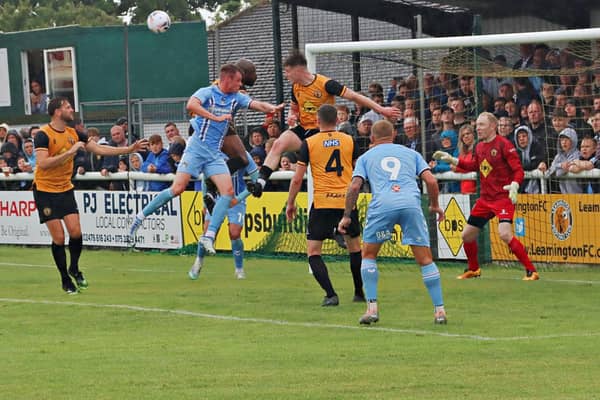 Action from Leamington's 3-1 defeat to Coventry at the weekend. Pic by Sally Ellis.