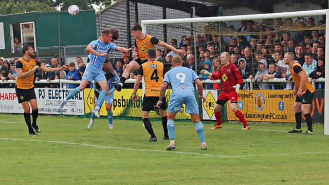 Action from Leamington's 3-1 defeat to Coventry at the weekend. Pic by Sally Ellis.