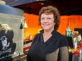 Pictured: Nina Kelly, who owns the Posh Potatoes stall in Warwick town centre. Photo by Mike Baker