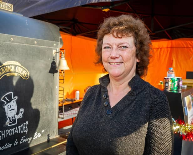 Pictured: Nina Kelly, who owns the Posh Potatoes stall in Warwick town centre. Photo by Mike Baker