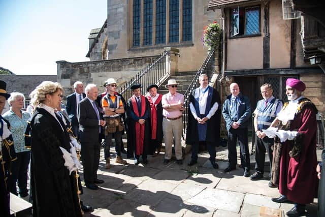 A ground breaking ceremony was held at the Lord Leycester Hospital to officially kick off the restoration project. Photo by Gill Fletcher