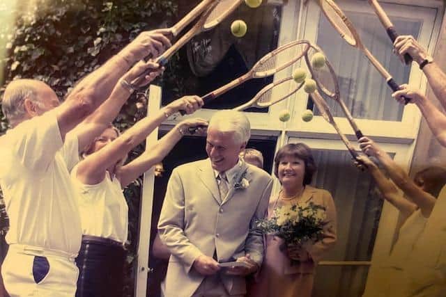 Claverdon Tennis Club's wedding day gesture for Bob and Anna. Photo supplied