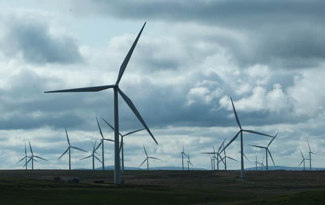 A view of turbines at Whitelee Windfarm in East Renfrewshire, the UK's largest onshore wind farm, as the Scottish Government said an emergency summit convened in the wake of Westminster's decision to scrap a subsidy scheme for onshore wind farms was attended by more than 200 people.