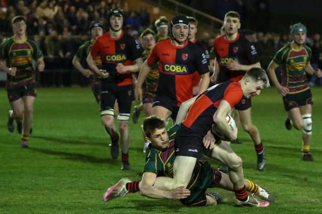 Action from the Warwickshire Colts Cup final between Old Laurentians and Newbold Picture by Chris Reading