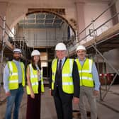 From the left, Ollie Chance (Croft Building &amp; Conservation), Katie Burn (CDP), Cllr Andrew Day (Warwick District Council) and Ian Harrabin (CDP). Photo supplied