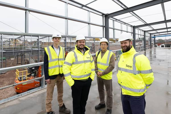 From left; Bromwich Hardy Surveyor Mark Booth, Louis Washington-Smith, Asset Director at Tetra Real Estate, Wendan Wang, Director of Inspire Technology Ltd, and Chris Parsons, Managing Director of Tetra Real Estate.