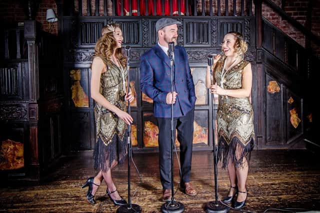 Leamington actor James Webster performing at one of Coombe Abbey's Speakeasy Blinders events.