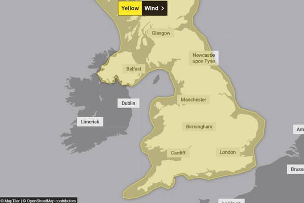 Strong winds from Storm Isha are likely to bring some disruption to travel across Warwickshire today (Monday) and this week. (Image from the Met Office)