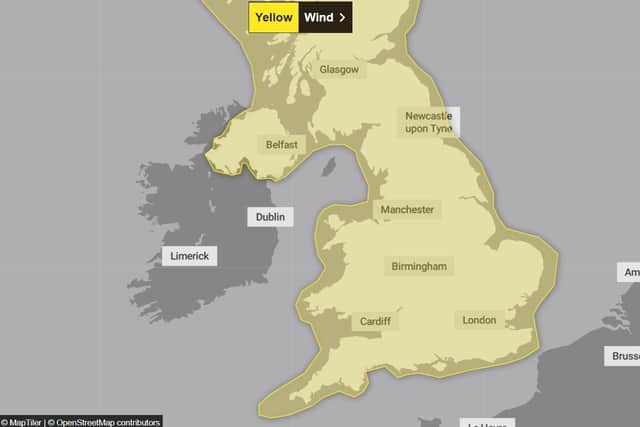 Strong winds from Storm Isha are likely to bring some disruption to travel across Warwickshire today (Monday) and this week. (Image from the Met Office)