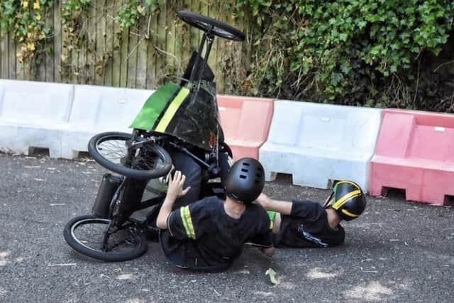 Not all racers make it to the finish line at the Soap Box Derby