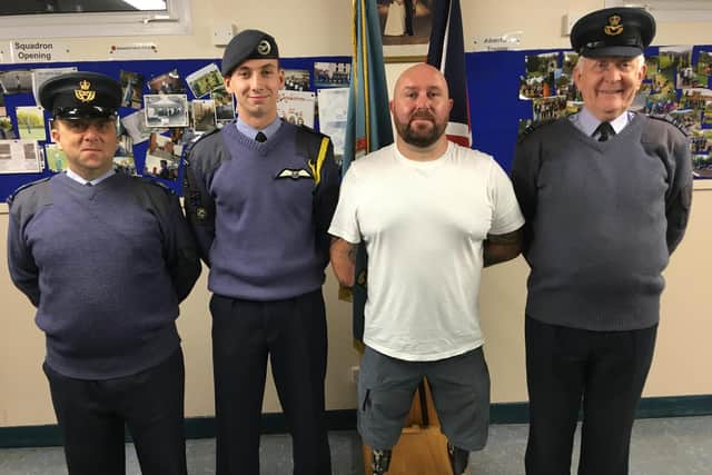 L-R: Warrant Officer Chris Storer-Rogers, Flight Sgt William Scott, Dave Watson (Fisher House ambassador and Invictus Games gold medallist), Flight Lieutenant Daryll Moreton.