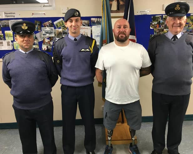 L-R: Warrant Officer Chris Storer-Rogers, Flight Sgt William Scott, Dave Watson (Fisher House ambassador and  Invictus Games gold medallist), Flight Lieutenant Daryll Moreton.