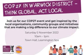 An invite to Warwick District Council's COP27 event in Leamington next month. Picture supplied.