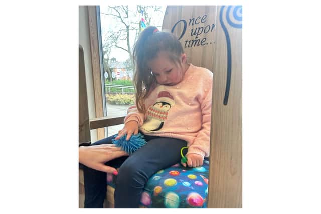 The Parsons family are working on sorting sensory equipment for Amelia as she can get frustrated at home as she is limited to activities. They are aiming to provide an environment for her that can also help regulate her emotions. Photo supplied
