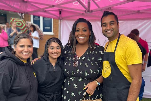 Alison Hammond with Chickle Graze, one of the food vendors who donated some of their proceeds on the day. Photo supplied