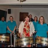 Rugby Mayor with drummers at the celebrations.