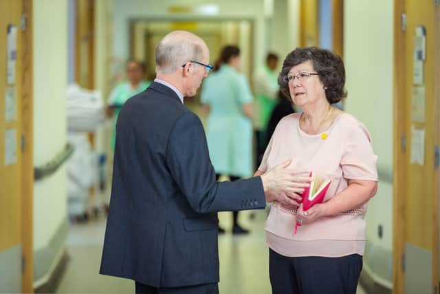 Following success elsewhere in the country, the Marie Curie Hospital Companion service in Warwickshire will provide ‘life enhancing’ companionship and support to people approaching the end of their life. Photo shows Companion Volunteers at Musgrove Park Hospital, Taunton. Photo by Patrick Olner