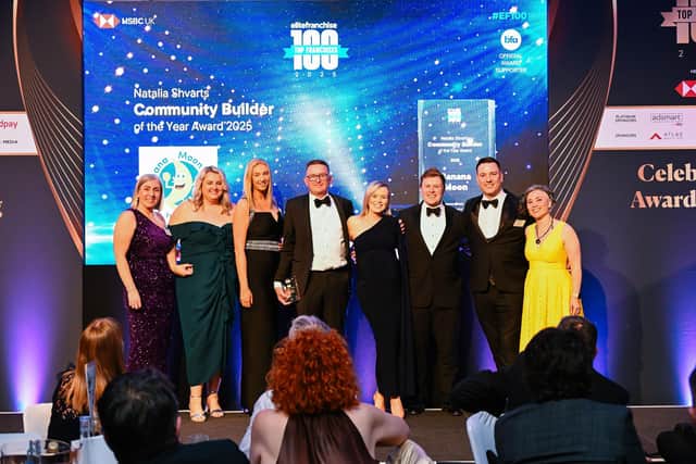 Banana Moon celebrate winning the Natalia Shvarts QFP Community Builder of the Year Award at the Elite Franchise Awards