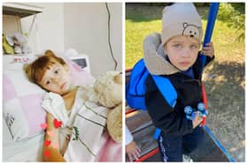 Two children who recently became orphans due to missile air attacks