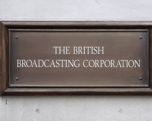 General view of the sign outside the BBC's 'Broadcasting House' in Portland Place, central London.