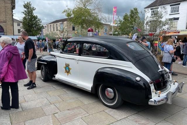 Vintage cars on display.