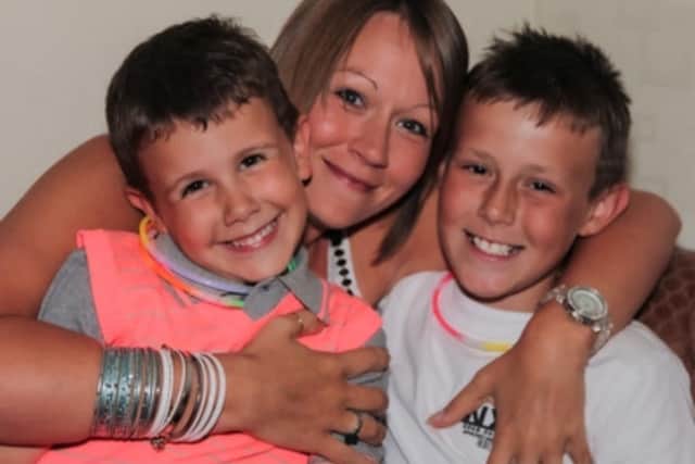 Naomi with her sons Jamie and Callum.