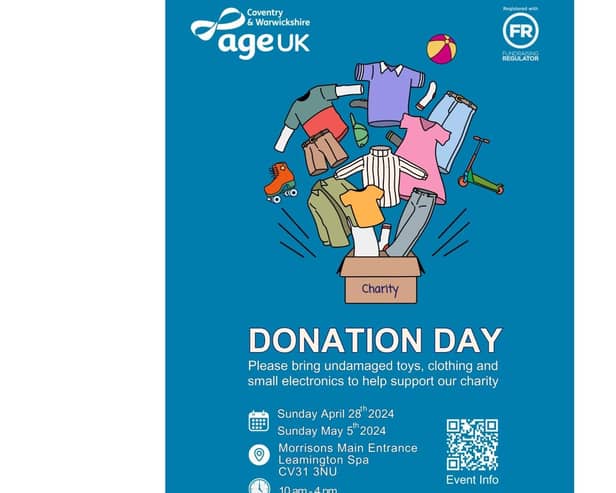 Charity Age UK’s Coventry and Warwickshire branch will holding ‘donation day’ at a supermarket in Leamington. Photo supplied
