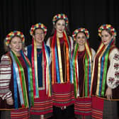 Ukrainian women wearing their embroidered clothes