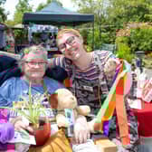 Resident Carole and team member Emily enjoy summer festival at Priors House. Picture by Shaun Fellows / Shine Pix Ltd