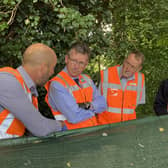 Gareth Mead (Severn Trent) with Sir Jeremy Wright MP, Cllr Rock and Ed Preston (Severn Trent).
