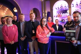 Left to right shows: James from The Old Library, Louise from Hart & Co, Tom from the Community Wardens, Cllr Andy Crump, Jared Seal from Warwickshire Retail Crime Initiative, Stephanie Kerr from Leamington Business Improvement District, Kevin from Murphy’s Bar, Lucy –from The Terrace, Anthony from the Community Wardens, and Bogdan Fironda from WCC Community Safety Team. Photo supplied by Warwickshire County Council