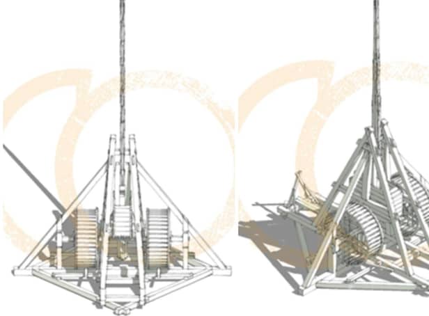 Plans have been unveiled for a new trebuchet at Warwick Castle. Images courtesy of Carpenter Oak.