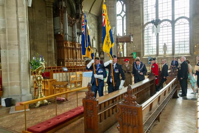 Warwickshire Freemasons recently signed the Armed Forces Covenant.  Philip Hall, Provincial Grandmaster and Lt. Col Samantha Brettell from HQ West Midlands, who signed on behalf of the MoD in the Regimental Chapel of the Royal Warwickshire Regiment in the Collegiate Church of St Mary in Warwick. Photo by Mike Baker